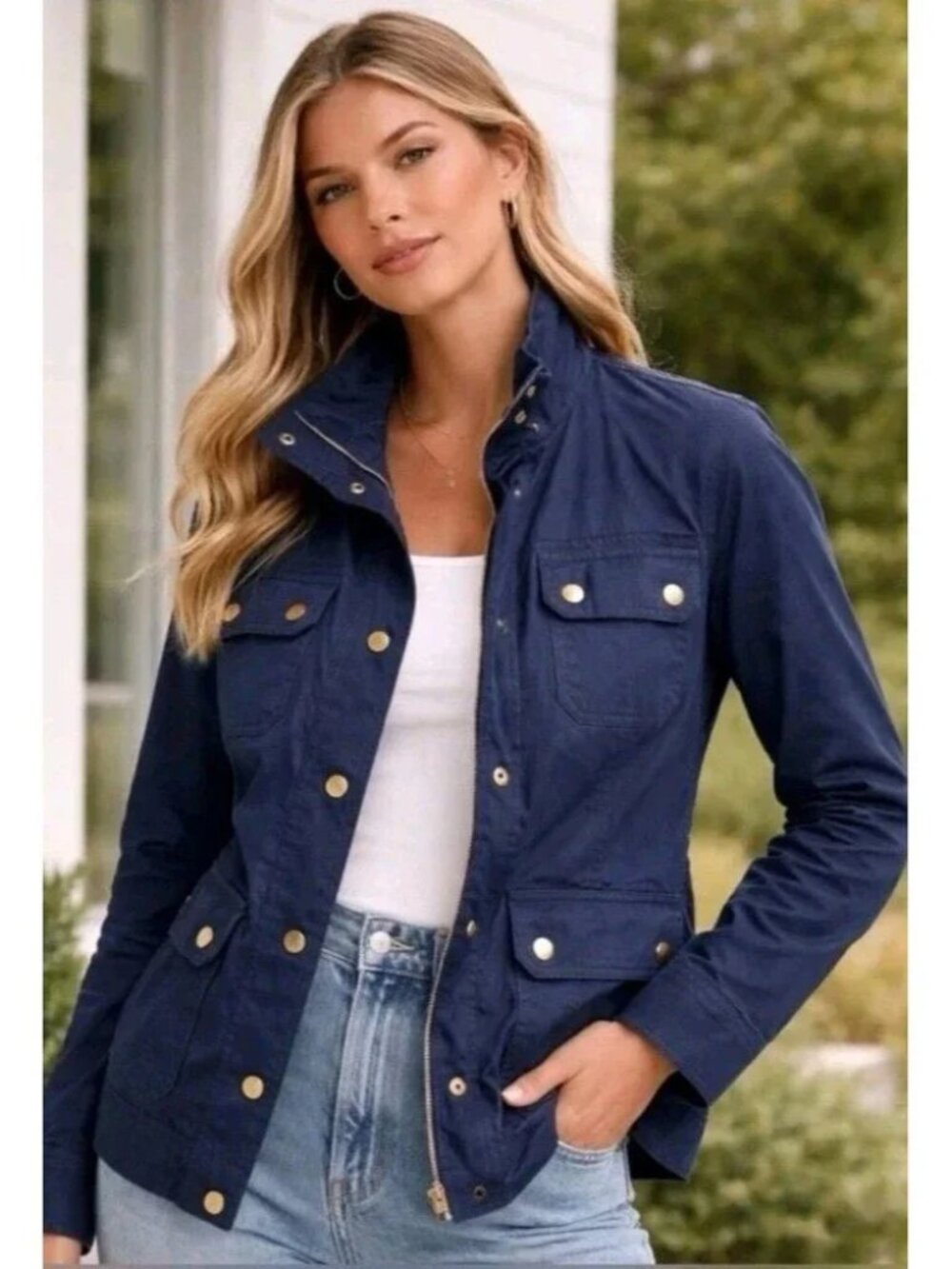 J. Crew Downtown Field Jacket Navy Blue L